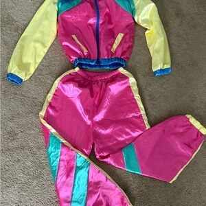 Women's retro two piece, in Pink, Yellow & Teal Track Suit
